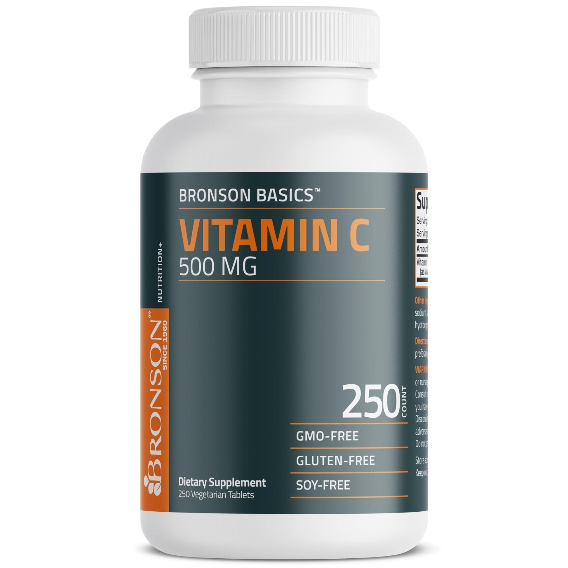 Bronson Vitamin C 500 MG Supports a Healthy Immune System & Antioxidant Protection, Non-GMO, 250 Vegetarian Tablets - Maple Wellness Supplements