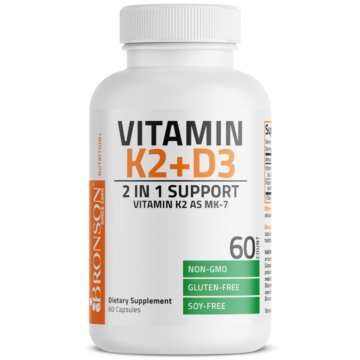 Bronson Vitamin K2 D3 (MK7) Supplement Non-GMO Formula Vitamin D3 5000IU (125 mcg) & 90 mcg K2 MK-7 - Maple Wellness Supplements