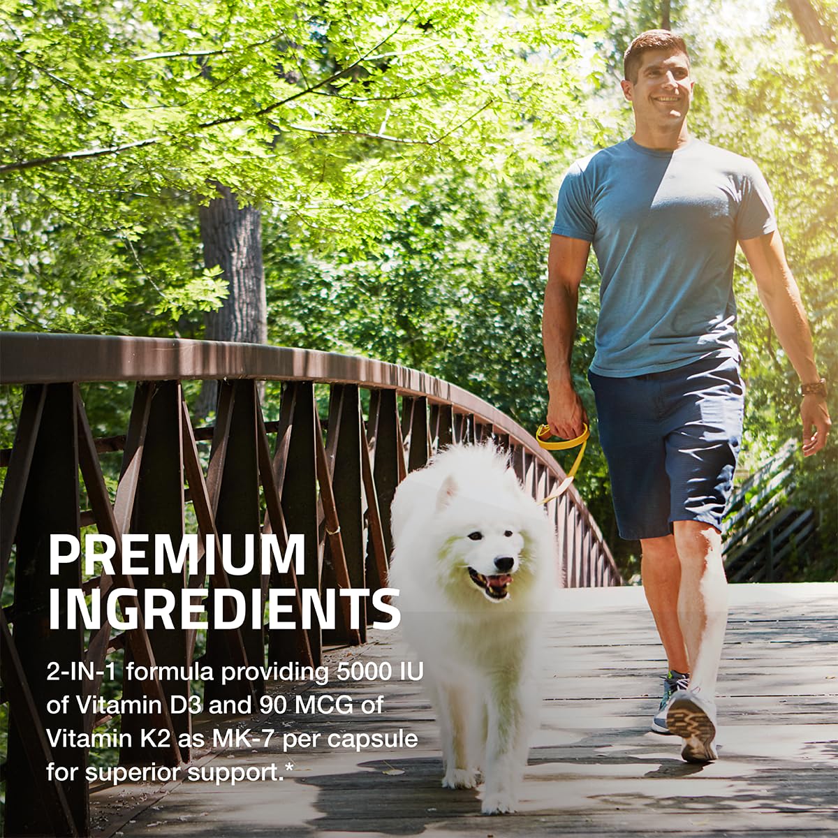 Bronson Vitamin K2 D3 (MK7) Supplement Non-GMO Formula Vitamin D3 5000IU (125 mcg) & 90 mcg K2 MK-7 - Maple Wellness Supplements
