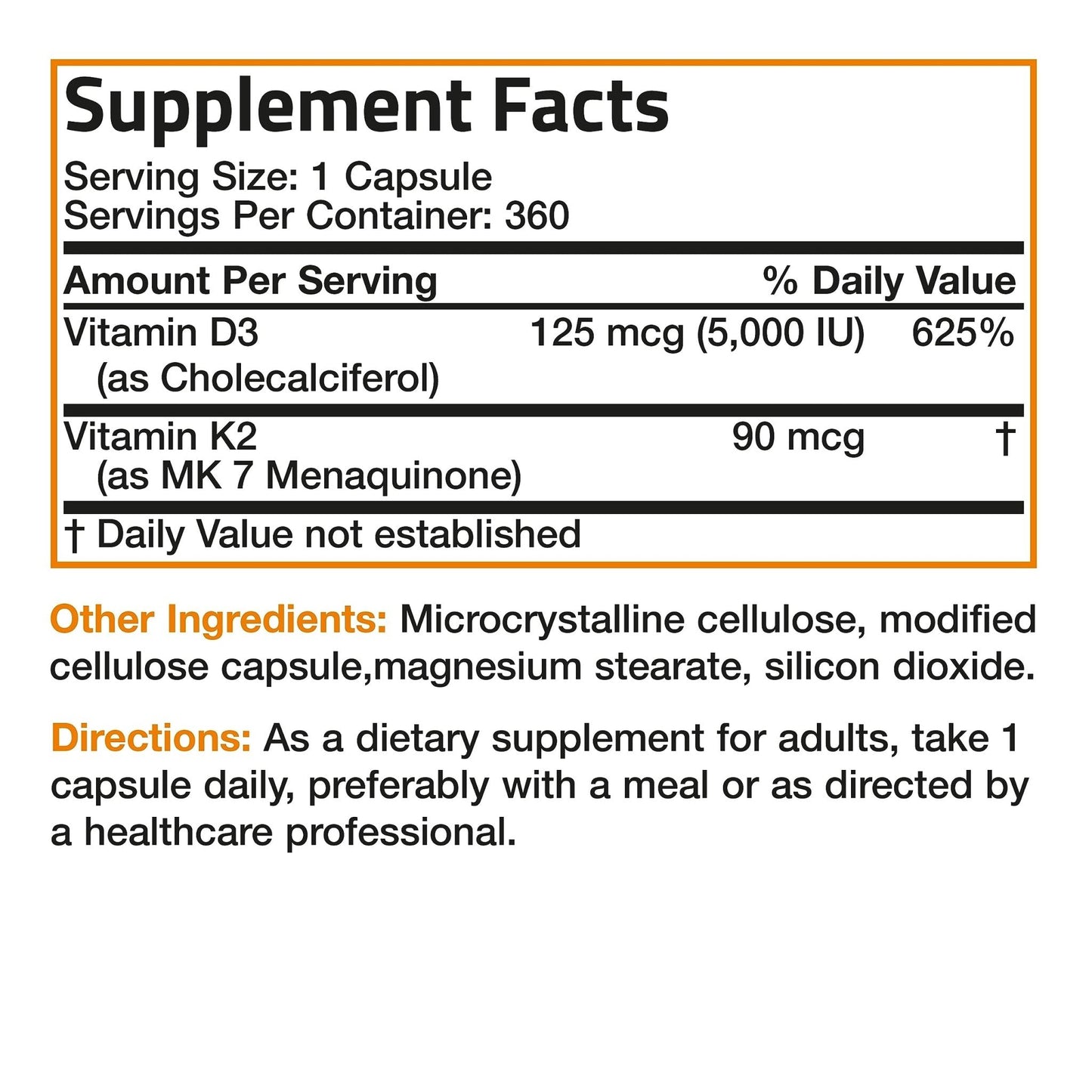 Bronson Vitamin K2 (MK7) with D3 Supplement Non-GMO Formula 5000 IU Vitamin D3 - Maple Wellness Supplements