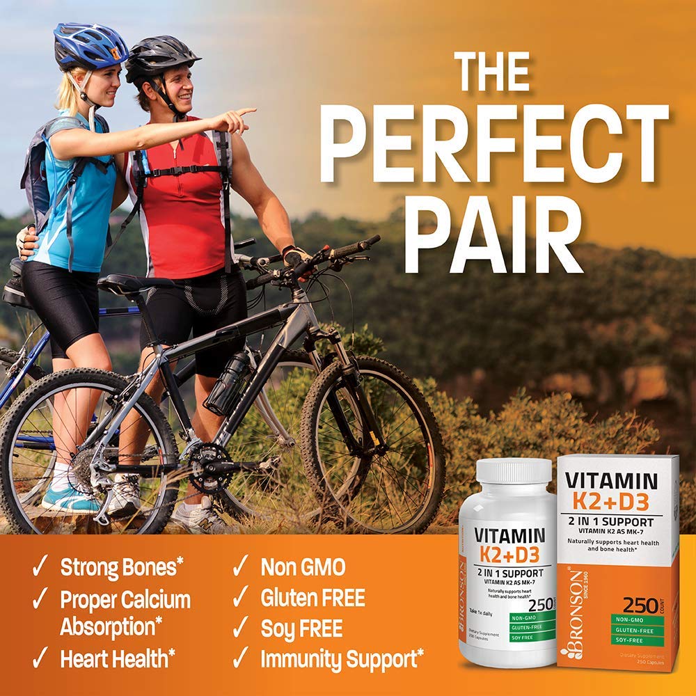 Bronson Vitamin K2 (MK7) with D3 Supplement Non-GMO Formula 5000 IU Vitamin D3 - Maple Wellness Supplements