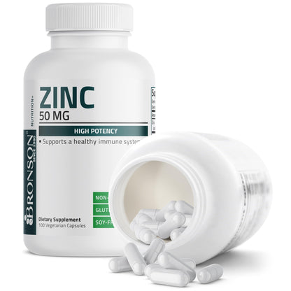 Bronson Zinc 50mg Complex High Potency Immune Support Supplement & Antioxidant and Skin Health - Maple Wellness Supplements