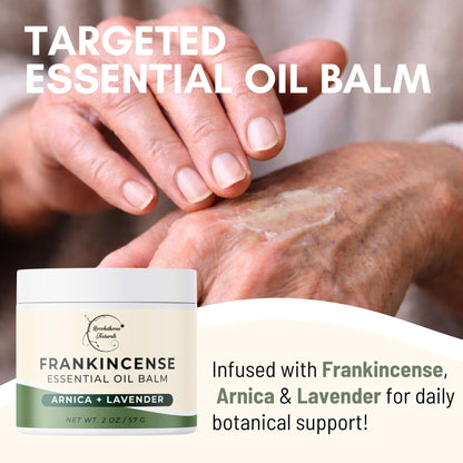 Brookethorne Naturals Frankincense Balm | Frankincense Essential Oil Balm for Skin Hydration | Soothing Muscle & Joint Support | Boswellia Extract, Arnica Montana, Castor Oil & Lavender 2oz - Maple Wellness Supplements