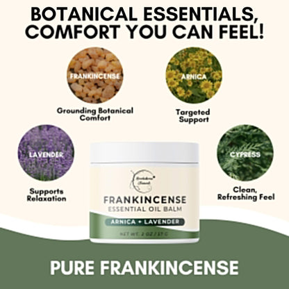 Brookethorne Naturals Frankincense Balm | Frankincense Essential Oil Balm for Skin Hydration | Soothing Muscle & Joint Support | Boswellia Extract, Arnica Montana, Castor Oil & Lavender 2oz - Maple Wellness Supplements
