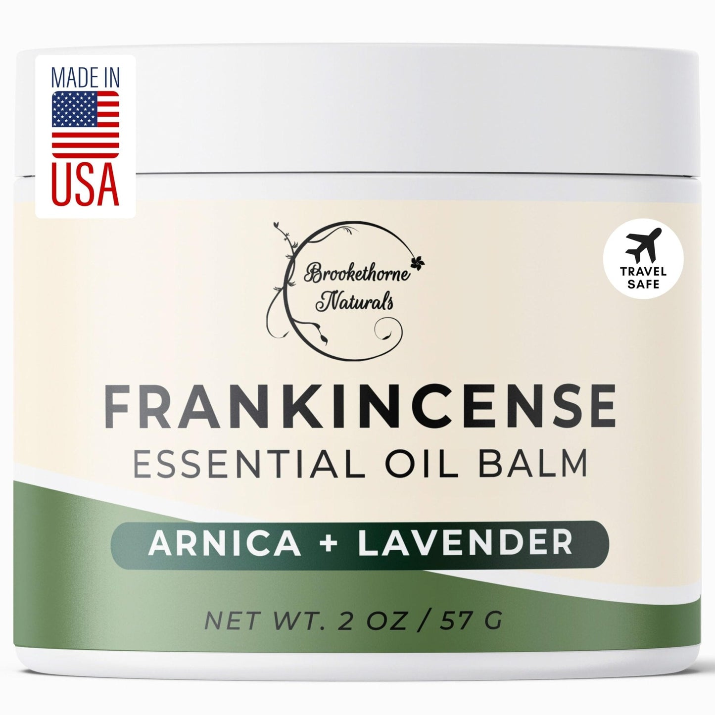 Brookethorne Naturals Frankincense Balm | Frankincense Essential Oil Balm for Skin Hydration | Soothing Muscle & Joint Support | Boswellia Extract, Arnica Montana, Castor Oil & Lavender 2oz - Maple Wellness Supplements