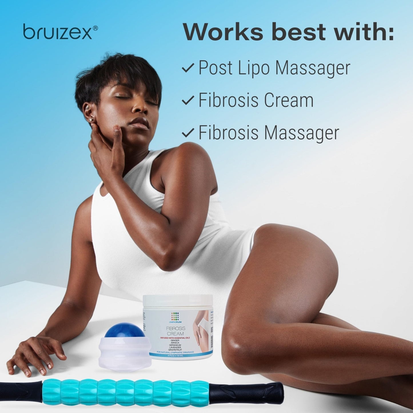 Bruizex Lymphatic Drainage Massage Oil with Arnica & Cold Pressed Castor Oil, Lightweight Non-Greasy Body Massage Oil for Daily Lymphatic Massage, Aftercare Routine, Lightweight Formula - 8.5 Oz - Maple Wellness Supplements