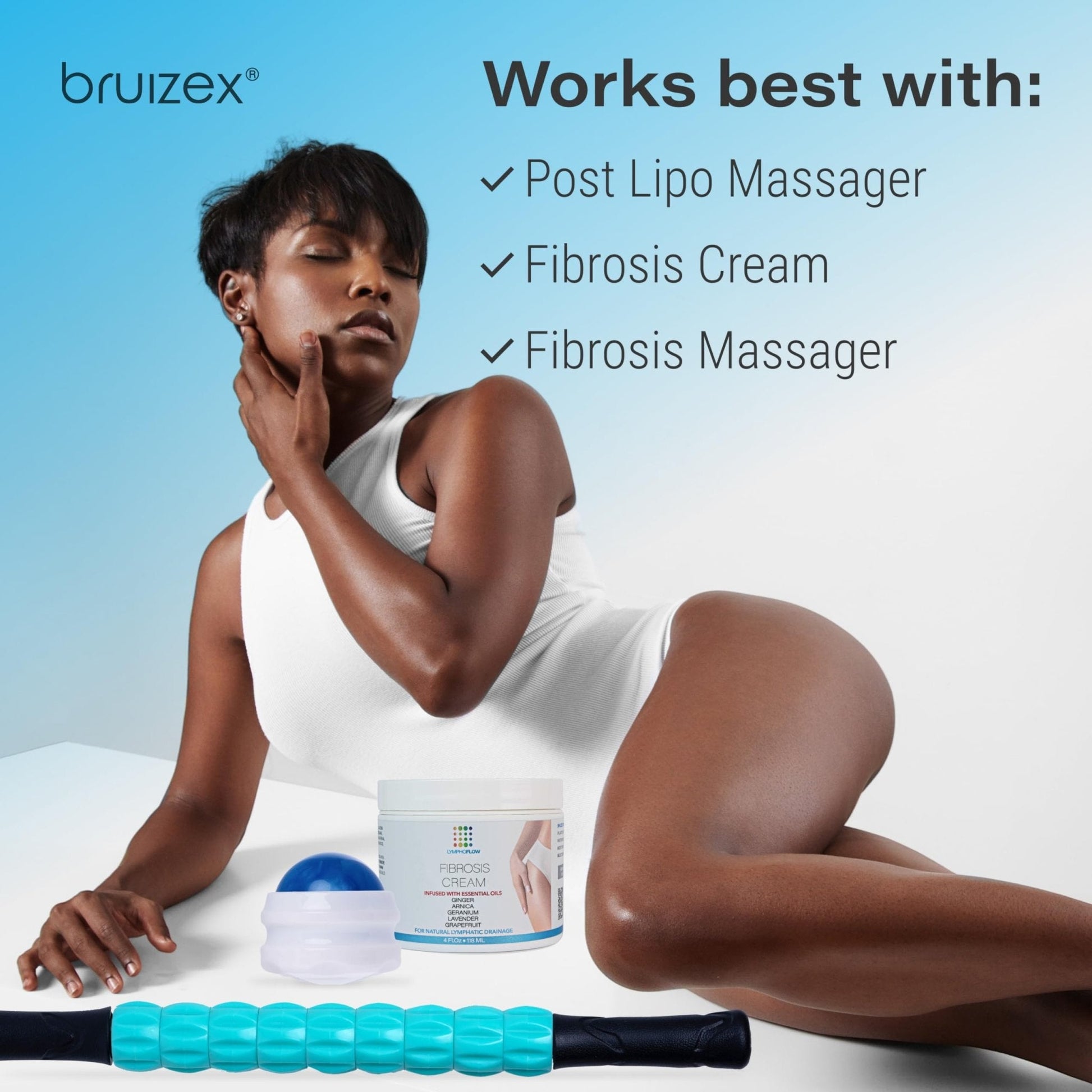 Bruizex Lymphatic Drainage Massage Oil with Arnica Oil & Coconut for Post Surgery Recovery & Lymphatic Drainage Massager, Liposuction, 360 Lipo, BBL, Tummy Tuck Procedure, Moisturizing Formula, 8.5 Oz - Maple Wellness Supplements