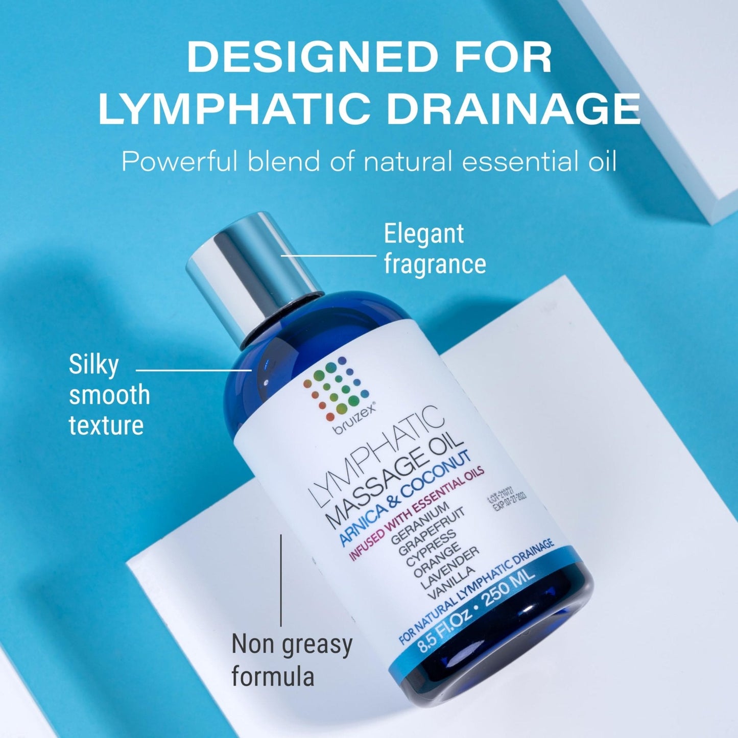Bruizex Lymphatic Drainage Massage Oil with Arnica Oil & Coconut for Post Surgery Recovery & Lymphatic Drainage Massager, Liposuction, 360 Lipo, BBL, Tummy Tuck Procedure, Moisturizing Formula, 8.5 Oz - Maple Wellness Supplements