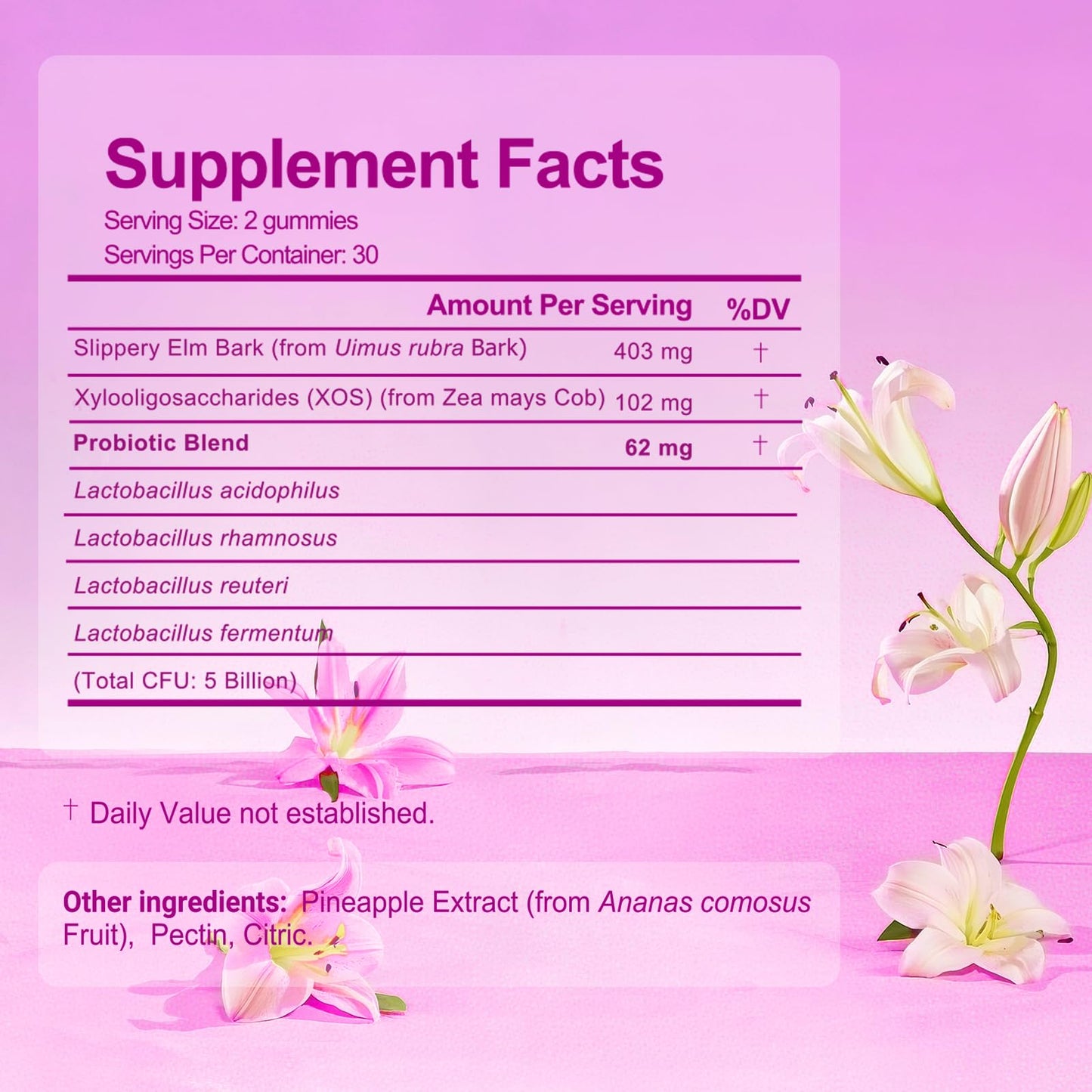 Brurtzexs Her Juicy Feminine Probiotics Gummies for Women with Slippery Elm - Pineapple Flavor, pH Balance & Immune Health Support - Digestive & Feminine Support - Vegan Supplement, 60 C - Maple Wellness Supplements