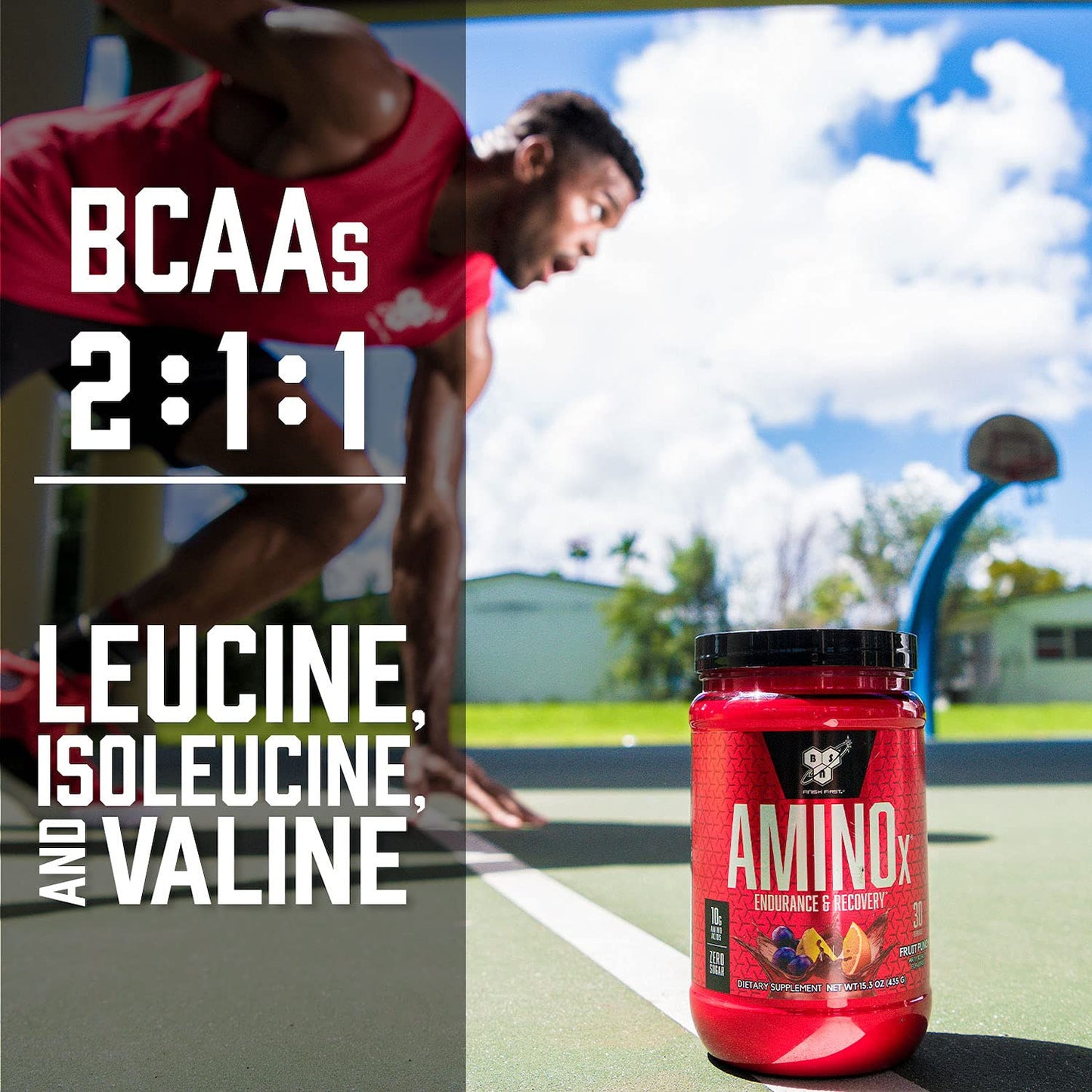 BSN Amino X Muscle Recovery & Endurance Powder, BCAAs, 10 Grams of Amino Acids, Keto Friendly, Caffeine-Free, Support Endurance, Zero Sugar, Fruit Punch, 30 servings, - Maple Wellness Supplements