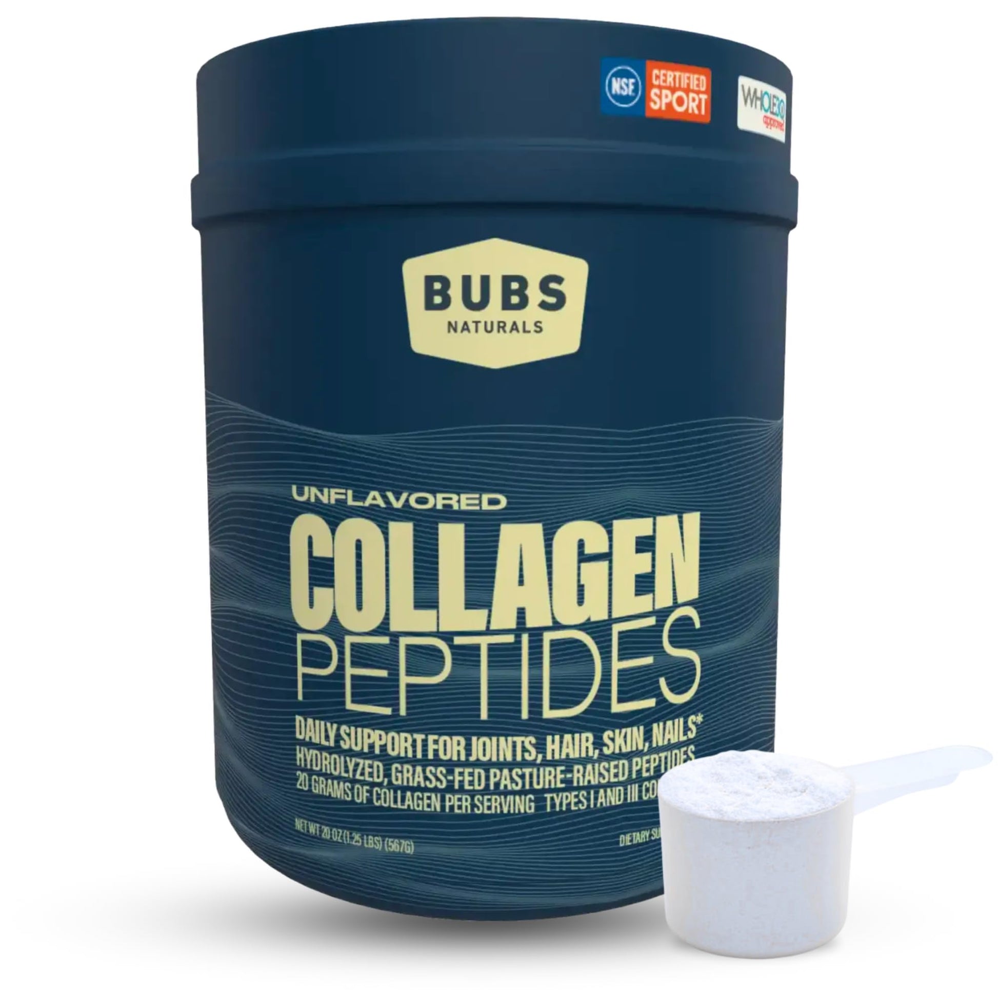 BUBS Naturals Collagen Peptides Powder, Collagen for Women & Men, Hydrolyzed Peptides, Unflavored Pasture Raised Grass Fed, Paleo Keto Friendly - Maple Wellness Supplements