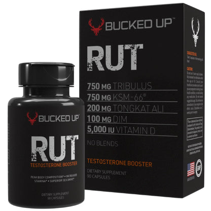 Bucked Up RUT - Testo Booster - Best All-Natural Test Formula for Men - Energy, Endurance, Strength, and Stamina Booster - Muscle Composition Aid - Male Supplements (90 Capsules/Pills) - Maple Wellness Supplements