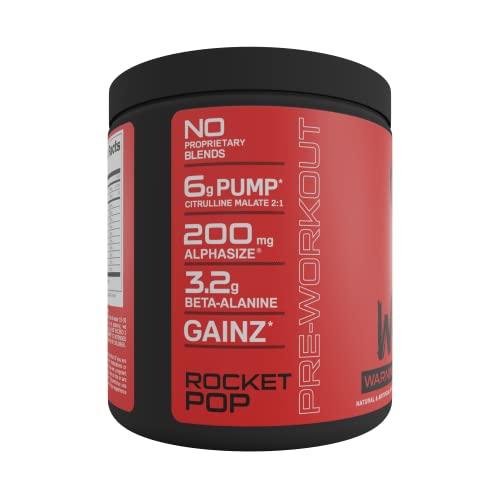 Bucked Up - Woke - HIGH STIM Pre Workout - Best Tasting - Focus Nootropic, Pump, Strength and Growth, 30 Servings (Rocket Pop) - Maple Wellness Supplements