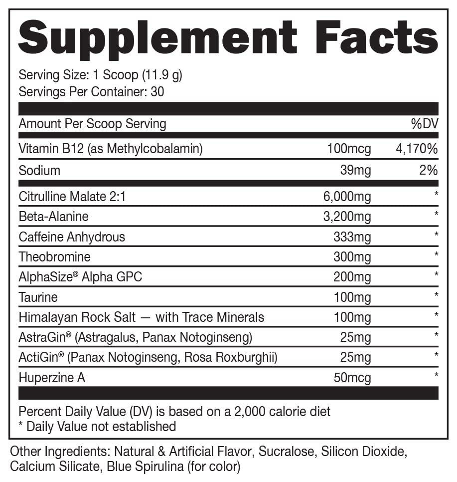 Bucked Up - Woke - HIGH STIM Pre Workout - Best Tasting - Focus Nootropic, Pump, Strength and Growth, 30 Servings (Rocket Pop) - Maple Wellness Supplements