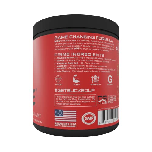 Bucked Up - Woke - HIGH STIM Pre Workout - Best Tasting - Focus Nootropic, Pump, Strength and Growth, 30 Servings (Rocket Pop) - Maple Wellness Supplements