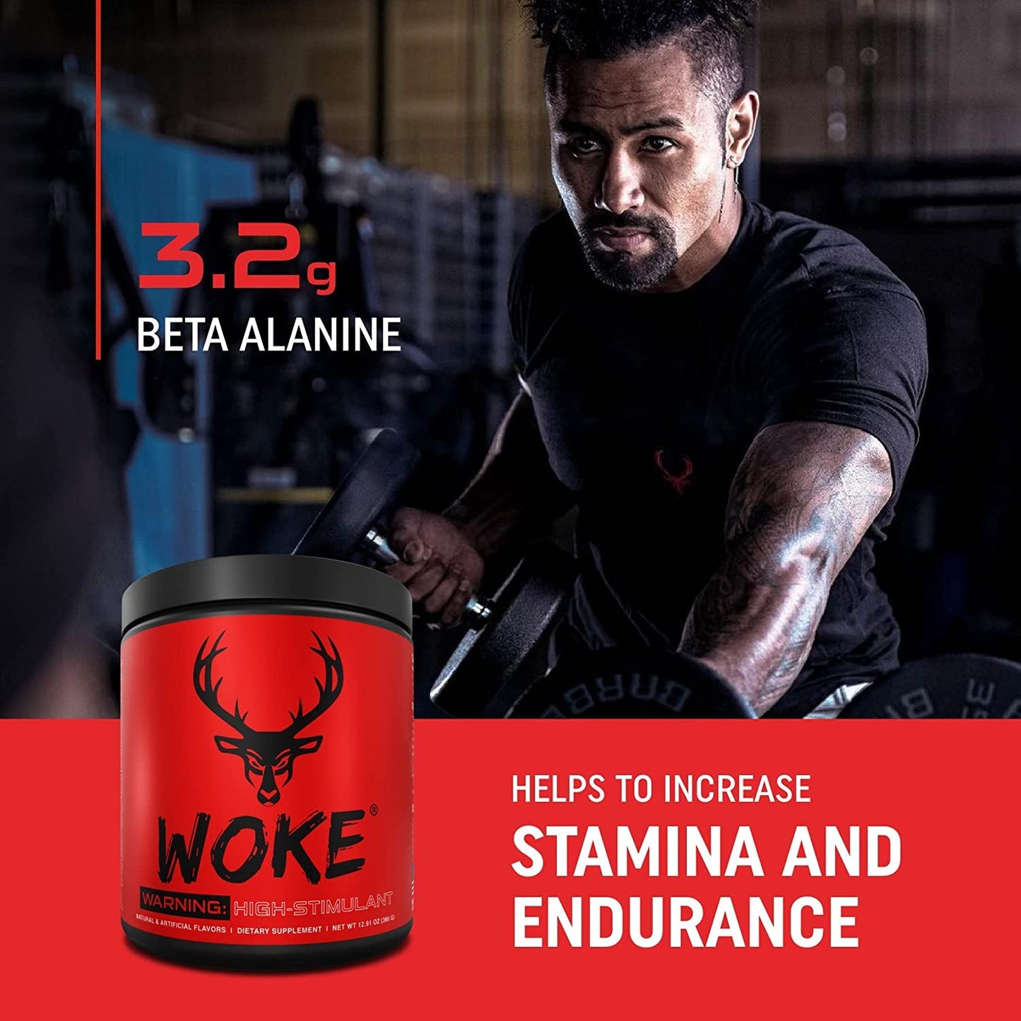 Bucked Up - Woke - HIGH STIM Pre Workout - Best Tasting - Focus Nootropic, Pump, Strength and Growth, 30 Servings (Rocket Pop) - Maple Wellness Supplements