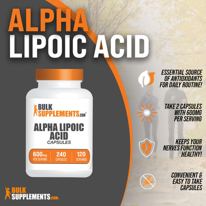 BULKSUPPLEMENTS.COM Alpha Lipoic Acid Capsules - ALA Supplement, Alpha Lipoic - Maple Wellness Supplements