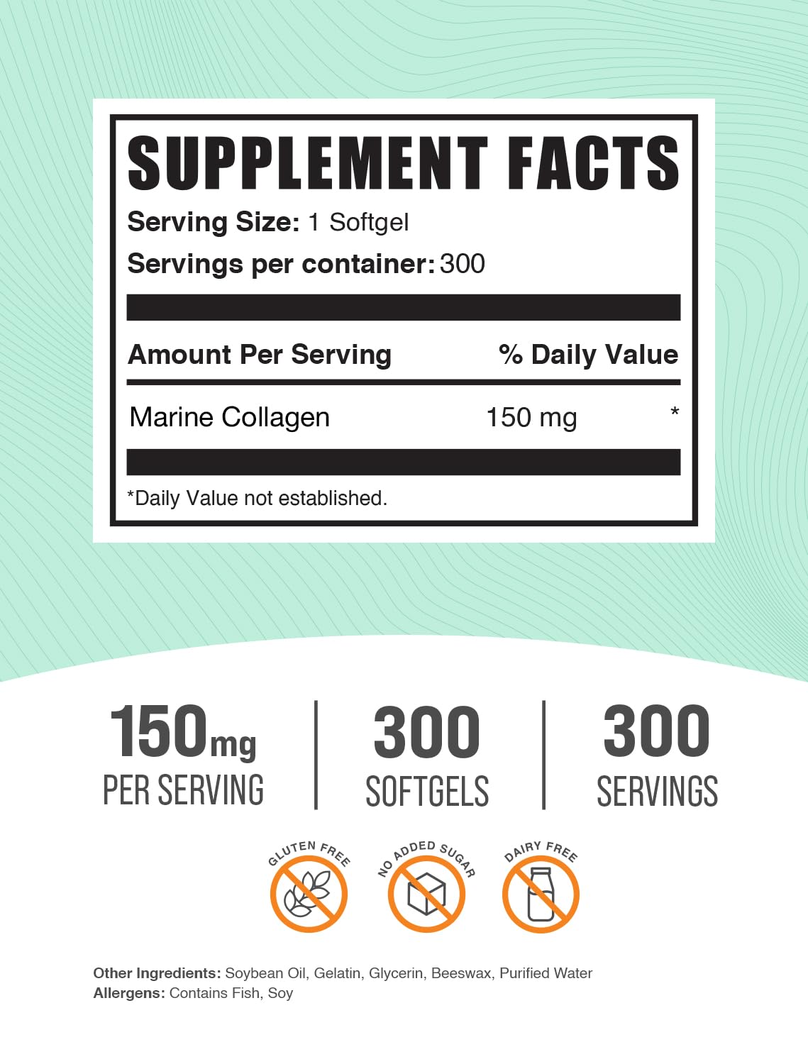 BulkSupplements.com Collagen Softgels - Collagen Peptides Capsules - Collagen Pills for Women - Collagen Peptides Pills - Marine Collagen - Collagen Supplements (300 Count - 300 Servings) - Maple Wellness Supplements