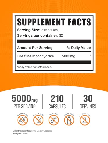 BULKSUPPLEMENTS.COM Creatine Monohydrate Capsules - Micronized Creatine Monohy - Maple Wellness Supplements