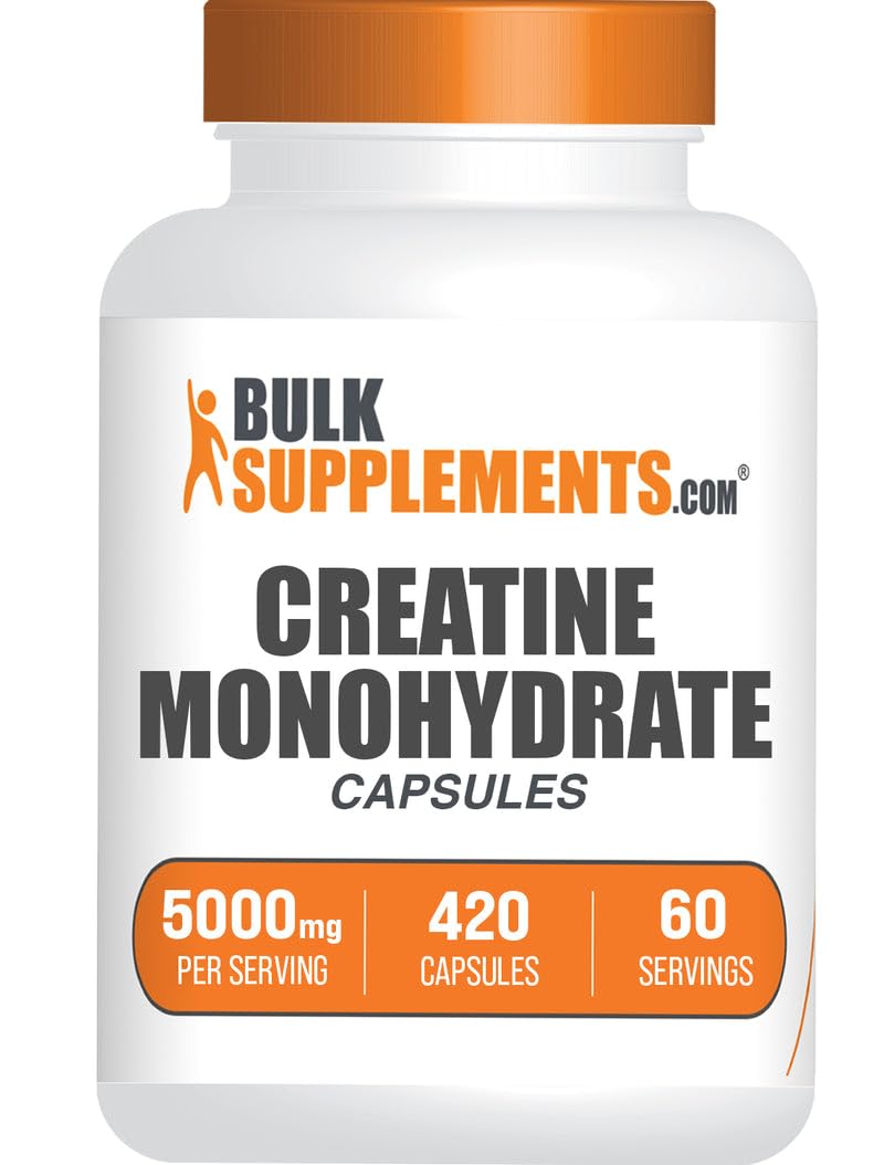 BulkSupplements.com Creatine Monohydrate Capsules - Micronized Creatine Pills - Gluten Free, 7 Capsules per Serving - Maple Wellness Supplements