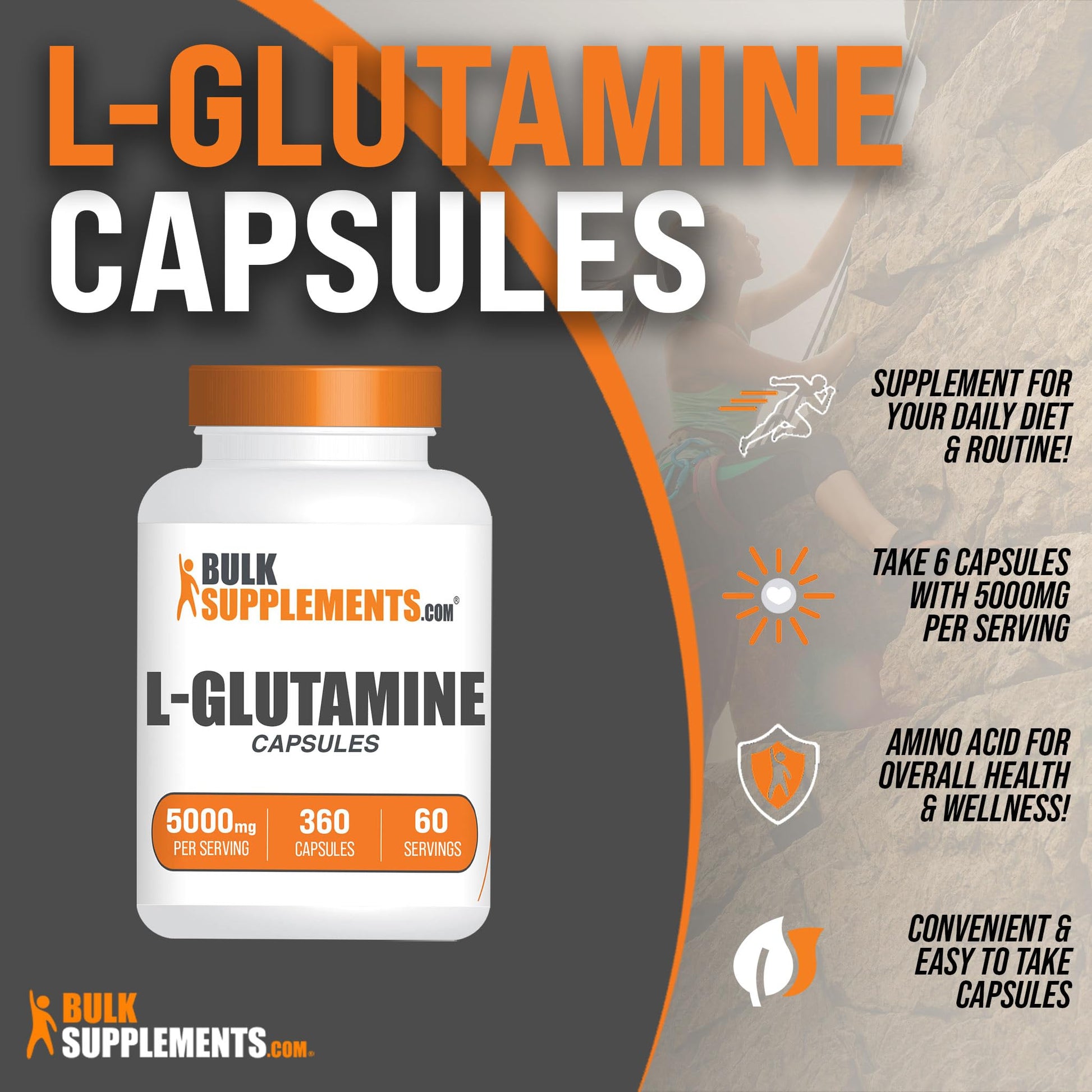 BULKSUPPLEMENTS.COM L-Glutamine Capsules - Glutamine Supplement, L Glutamine - Maple Wellness Supplements