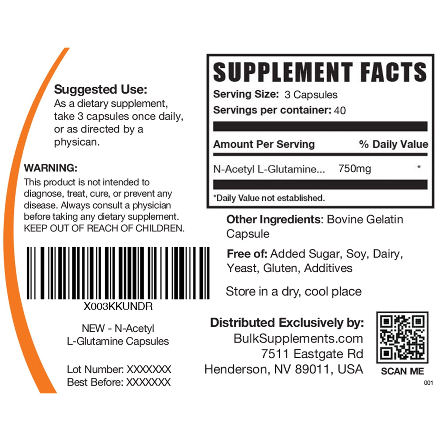 BULKSUPPLEMENTS.COM N-Acetyl L-Glutamine Capsules - Glutamine Supplement - Maple Wellness Supplements