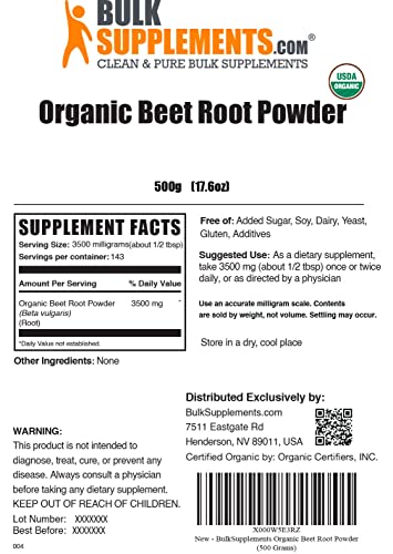 BULKSUPPLEMENTS.COM Organic Beet Root Powder - Beet Powder Organic, Beetroot - Maple Wellness Supplements