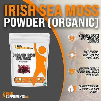 BULKSUPPLEMENTS.COM Organic Irish Sea Moss Powder - Sea Moss Supplement - Maple Wellness Supplements