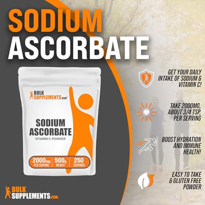BulkSupplements.com Sodium Ascorbate Powder - Antioxidant Powder - Sodium Ascorbate - Maple Wellness Supplements