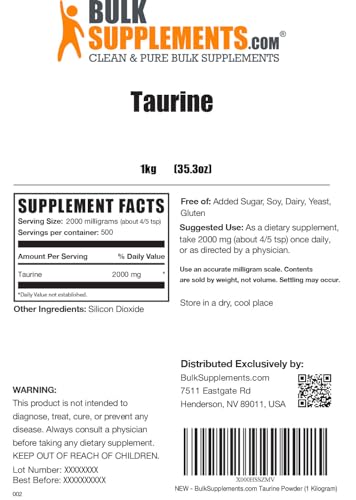 BULKSUPPLEMENTS.COM Taurine Powder - Taurine Supplement, Taurine 2000mg - Maple Wellness Supplements