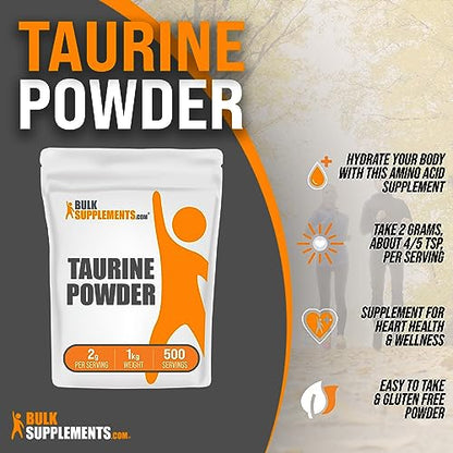 BULKSUPPLEMENTS.COM Taurine Powder - Taurine Supplement, Taurine 2000mg - Maple Wellness Supplements