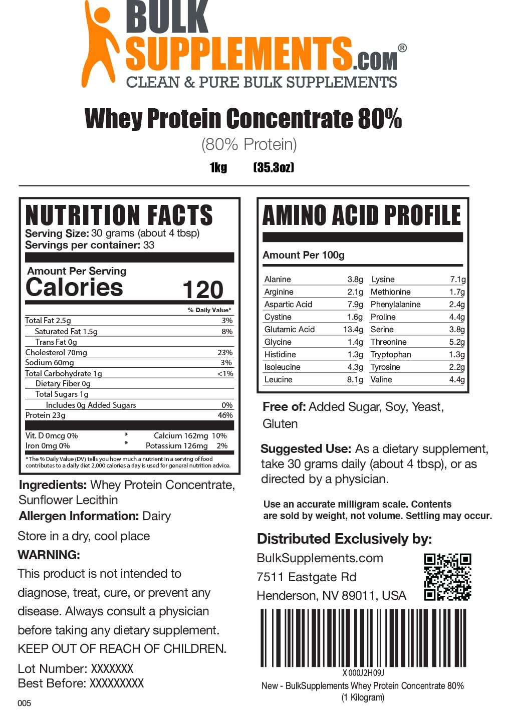 BulkSupplements.com Whey Protein Concentrate - Whey Protein Powder - Protein Powder - Maple Wellness Supplements