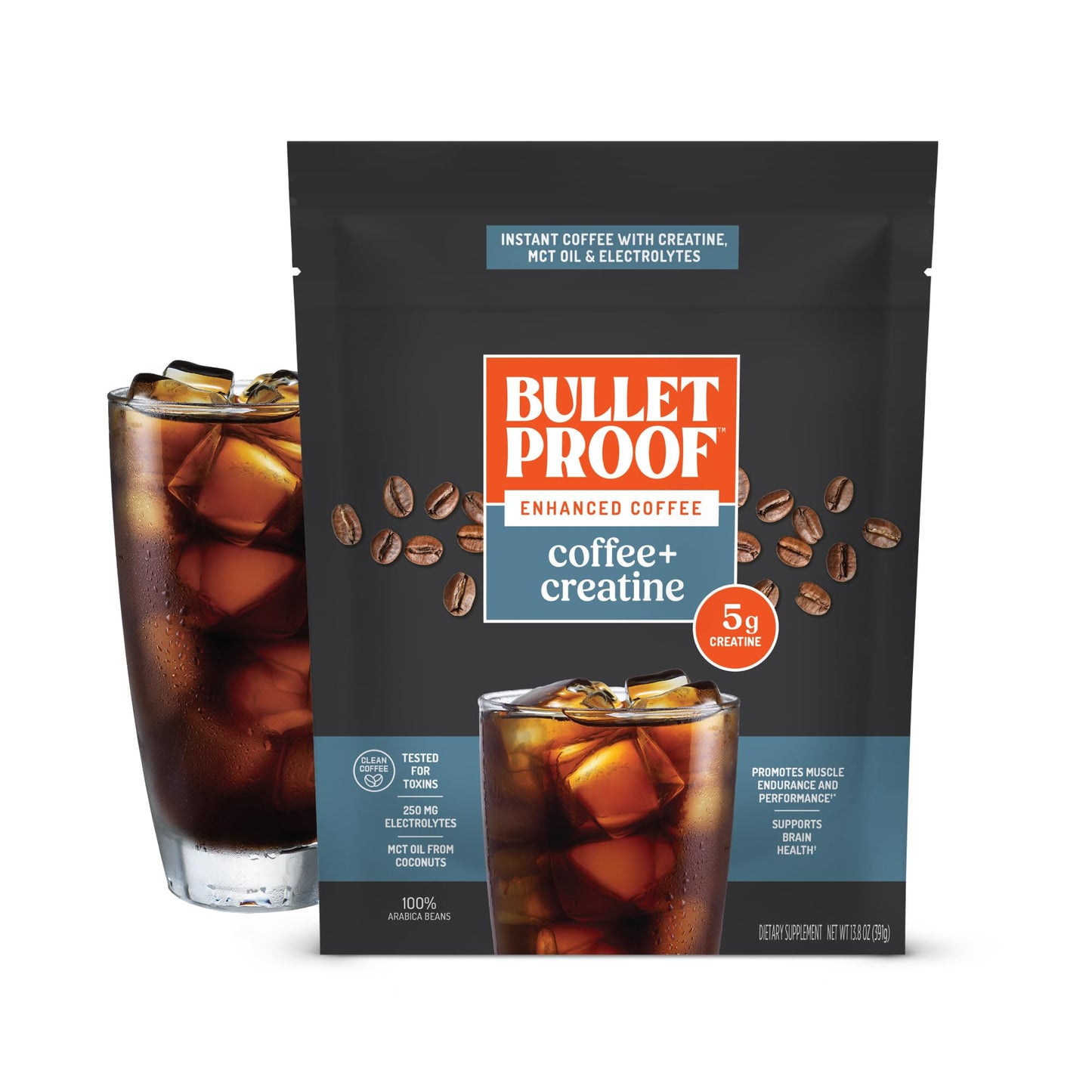 Bulletproof Coffee + Creatine Instant Coffee, 5g Micronized Creatine Monohydrate with Electrolytes & MCT Oil, Clean Toxin-Tested Beans, Energy & Performance Support, 38 Servings - Maple Wellness Supplements