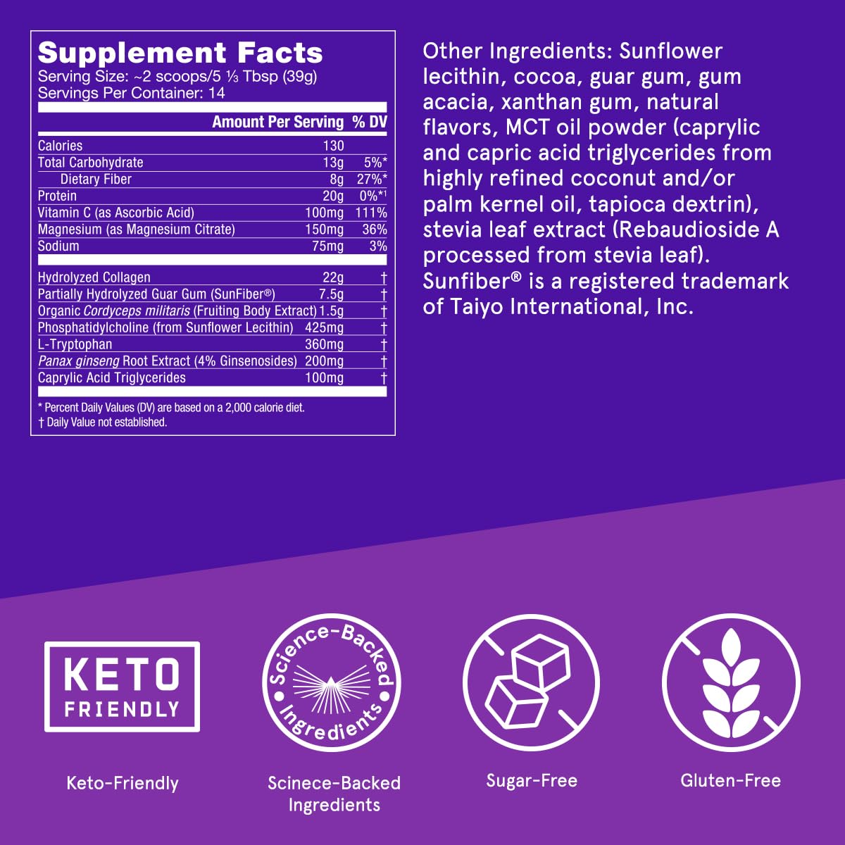 Bulletproof Dark Chocolate Energy Collagen Protein, 19.3 Ounces, Caffeine-Free Fuel - Maple Wellness Supplements