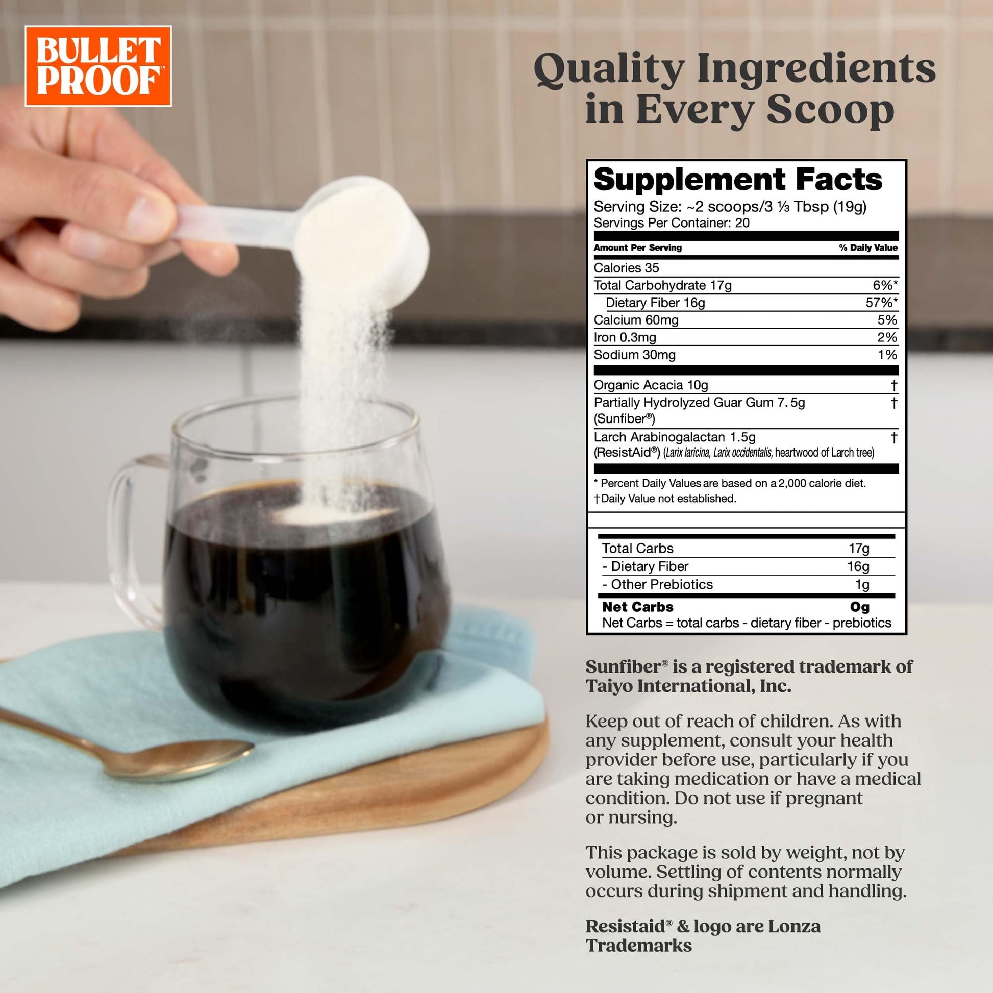 Bulletproof Innerfuel Prebiotic Fiber Powder, Unflavored, 16g Fiber, Plant-Sourced, Non-GMO & Third-Party Tested - Maple Wellness Supplements