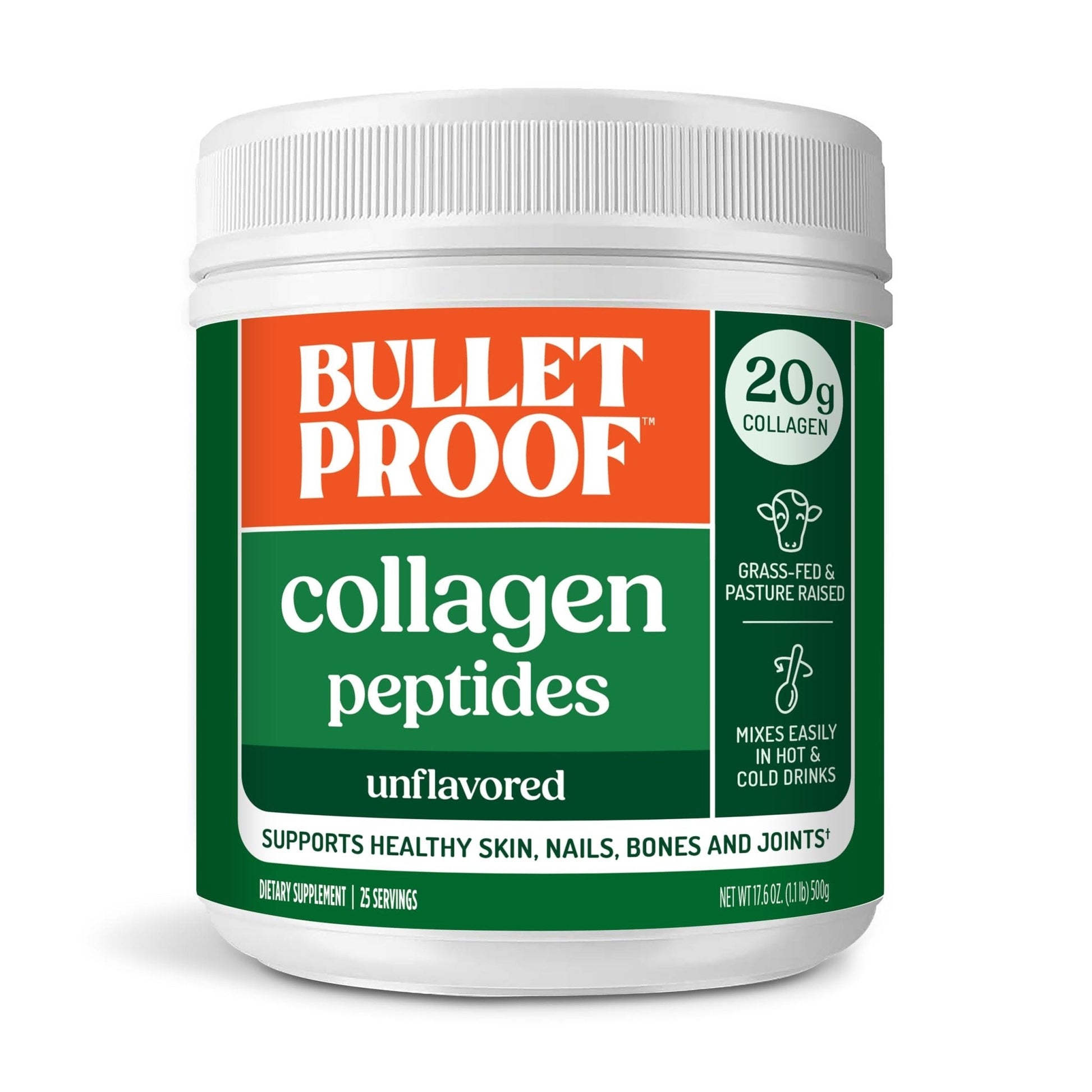 Bulletproof Unflavored Collagen Peptides Powder, 20g Grass-Fed Collagen Protein and Amino Acids for Skin - Maple Wellness Supplements