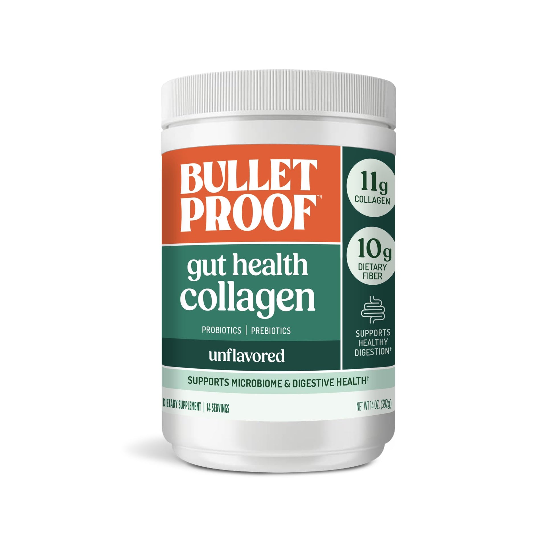 Bulletproof Unflavored Gut Health Collagen Protein, 14 Ounces, 10g Grass-Fed Collagen Peptides for Gut, Skin, Bone and Joint Support - Maple Wellness Supplements