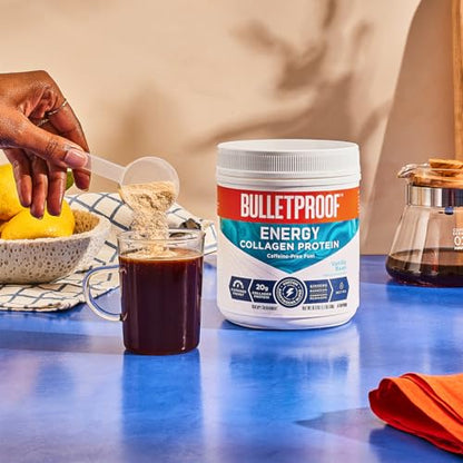 Bulletproof Vanilla Bean Energy Collagen Protein Powder, 18.3 Ounces, Caffeine-Free Fuel - Maple Wellness Supplements