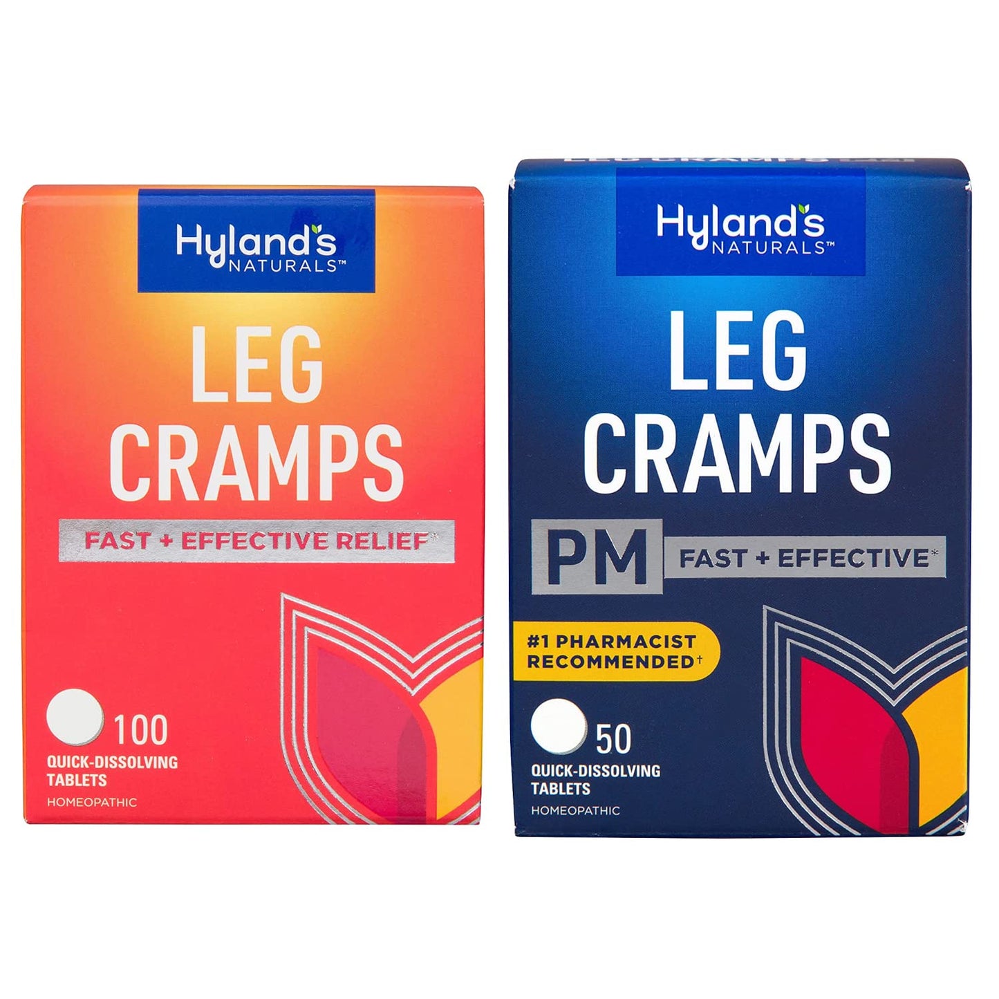 Bundle of Hyland's Leg Cramps Tablets, 100 Count and Leg Cramps PM Nighttime Formula, Natural Relief of Calf, Foot and Leg Cramps, 50 Count - Maple Wellness Supplements