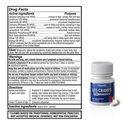 Bundle of Hyland's Leg Cramps Tablets, 100 Count and Leg Cramps PM Nighttime Formula, Natural Relief of Calf, Foot and Leg Cramps, 50 Count - Maple Wellness Supplements