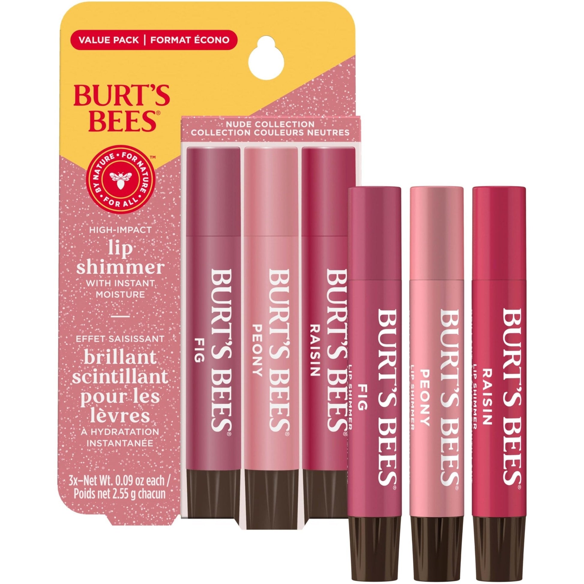 Burt's Bees Easter Basket Stuffers, Lip Shimmer Nude Collection, Tinted Lip Balm, Moisturizing for All Day Hydration with Natural Glowy Finish - Maple Wellness Supplements