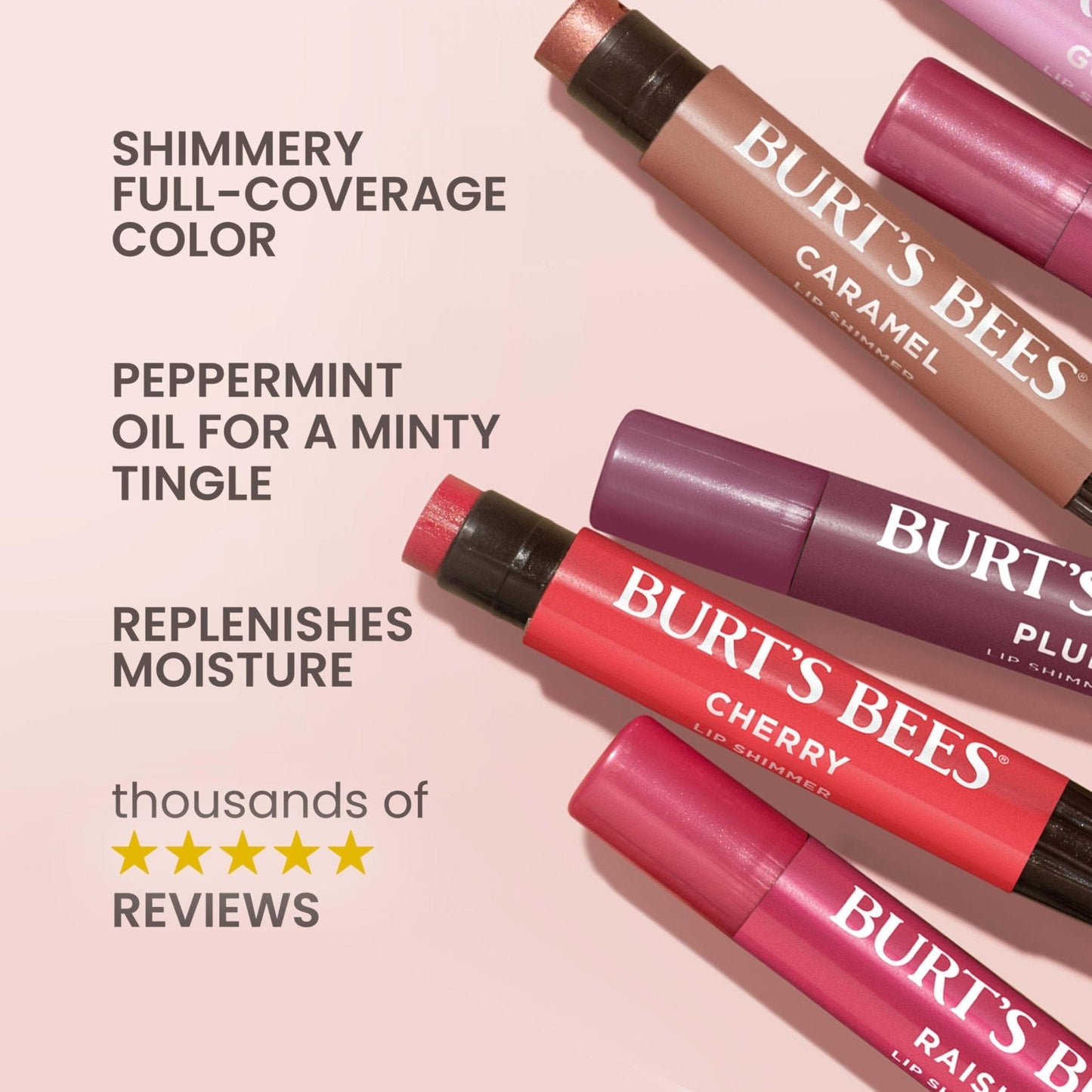 Burt's Bees Easter Basket Stuffers, Lip Shimmer Nude Collection, Tinted Lip Balm, Moisturizing for All Day Hydration with Natural Glowy Finish - Maple Wellness Supplements