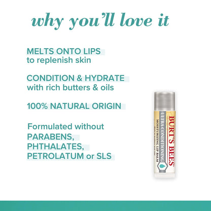 Burt's Bees Lip Balm, Moisturizing Lip Care, 100% Natural Origin, Ultra Conditioning with Shea, Cocoa & Kokum Butter (4 Pack) - Maple Wellness Supplements