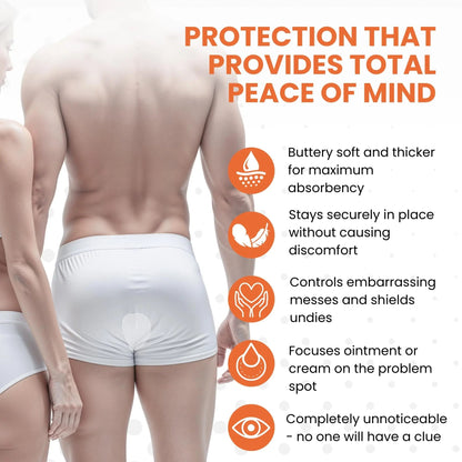 Butts Are Messy - Control The Mess. ANUPAD Premium Absorbent Pads. Confidently Handle Bowel Leakage, Bleeding Hemorrhoids, And The Mess Hemorrhoid Ointments Make. - Maple Wellness Supplements