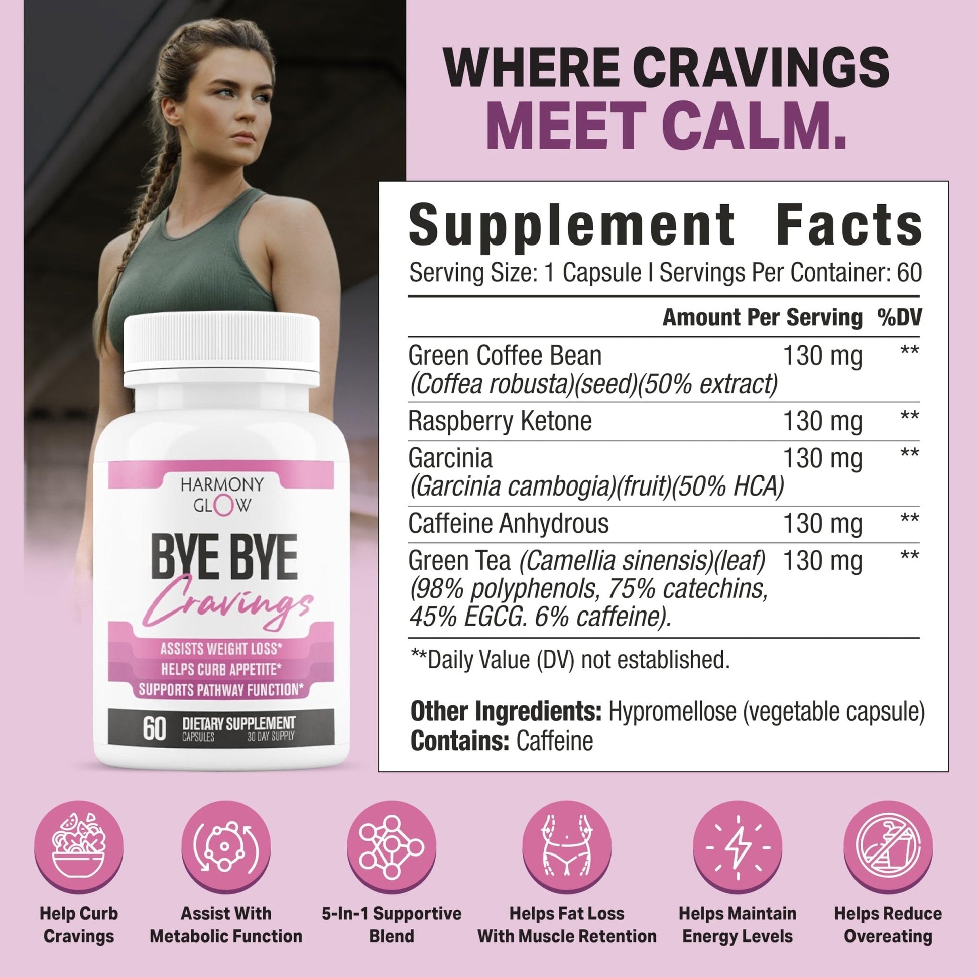 ByeBye Cravings Appetite Suppressant - Supports Pathway Function, Weight Pills for Women & Fat Burner + Appetite Suppressant | 3rd Party Tested Supplement - Maple Wellness Supplements