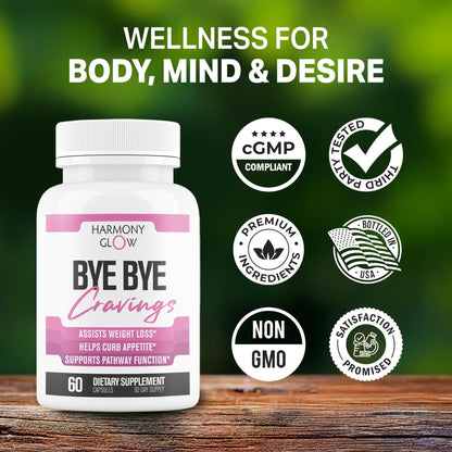ByeBye Cravings Appetite Suppressant - Supports Pathway Function, Weight Pills for Women & Fat Burner + Appetite Suppressant | 3rd Party Tested Supplement - Maple Wellness Supplements