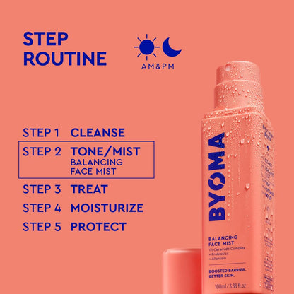 BYOMA Balancing Face Mist - pH Balanced Face Toner with Ceramides, Probiotics & Allantoin - Alcohol Free Toner Spray - Balance - Maple Wellness Supplements