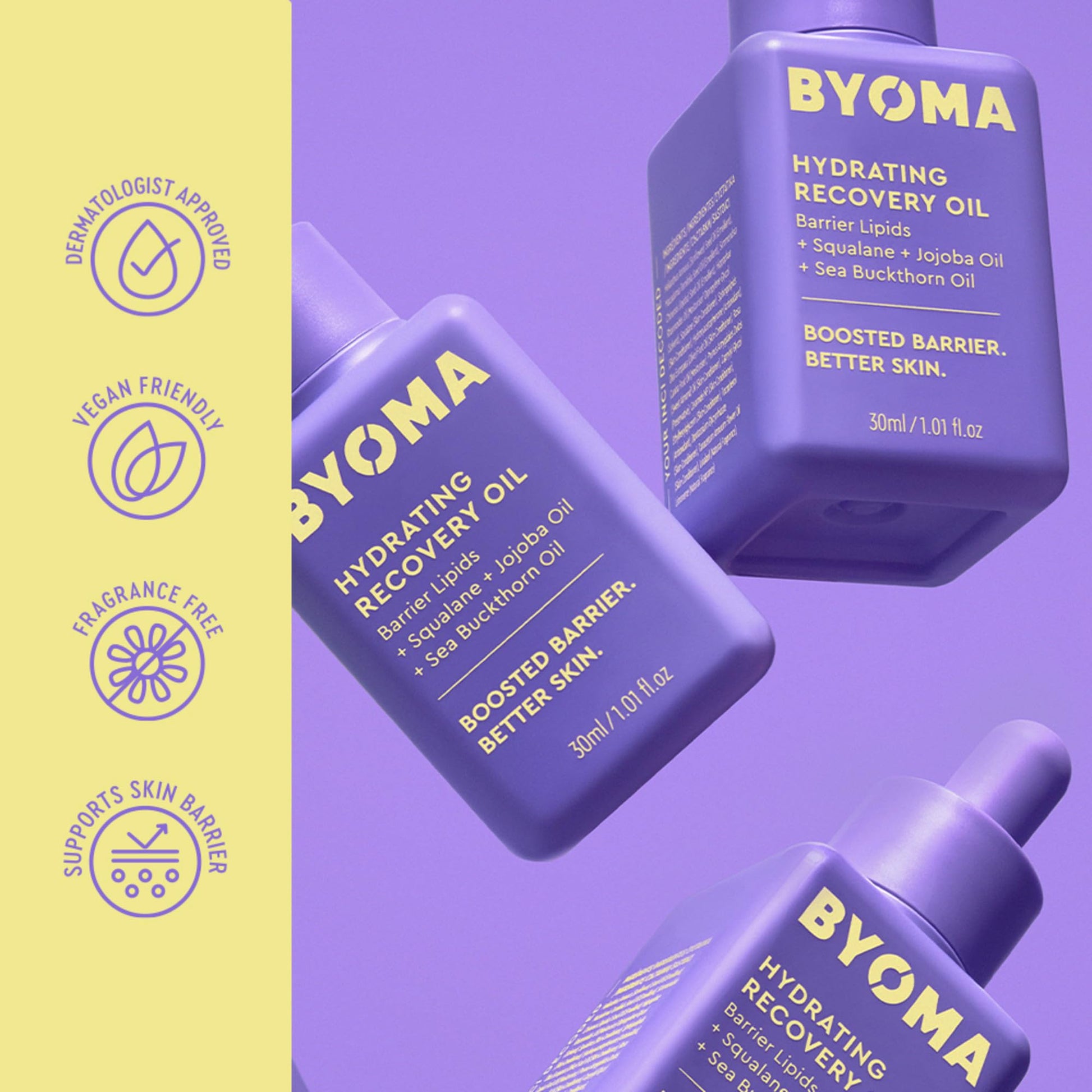 BYOMA Hydrating Recovery Oil - Luxury Face Oil with Squalane, Jojoba Oil & Seabuckthorn Oil - Instant Radiant and Glowy Skin - Maple Wellness Supplements
