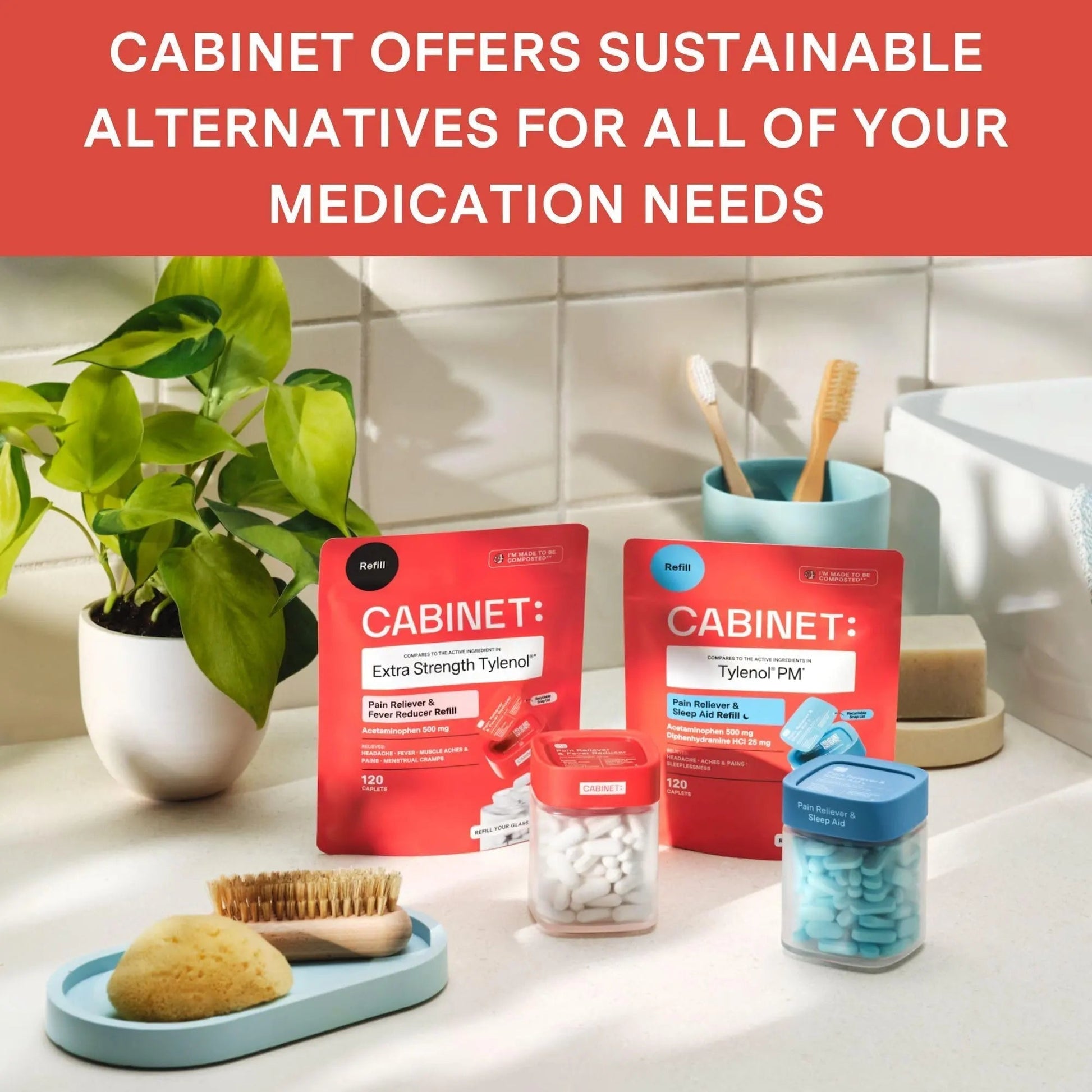 Cabinet: 500mg Acetaminophen for Headache Relief, Toothaches, Sore Throat, and Fever Reducer, 120 Tablets (Refill Pouch) - Maple Wellness Supplements