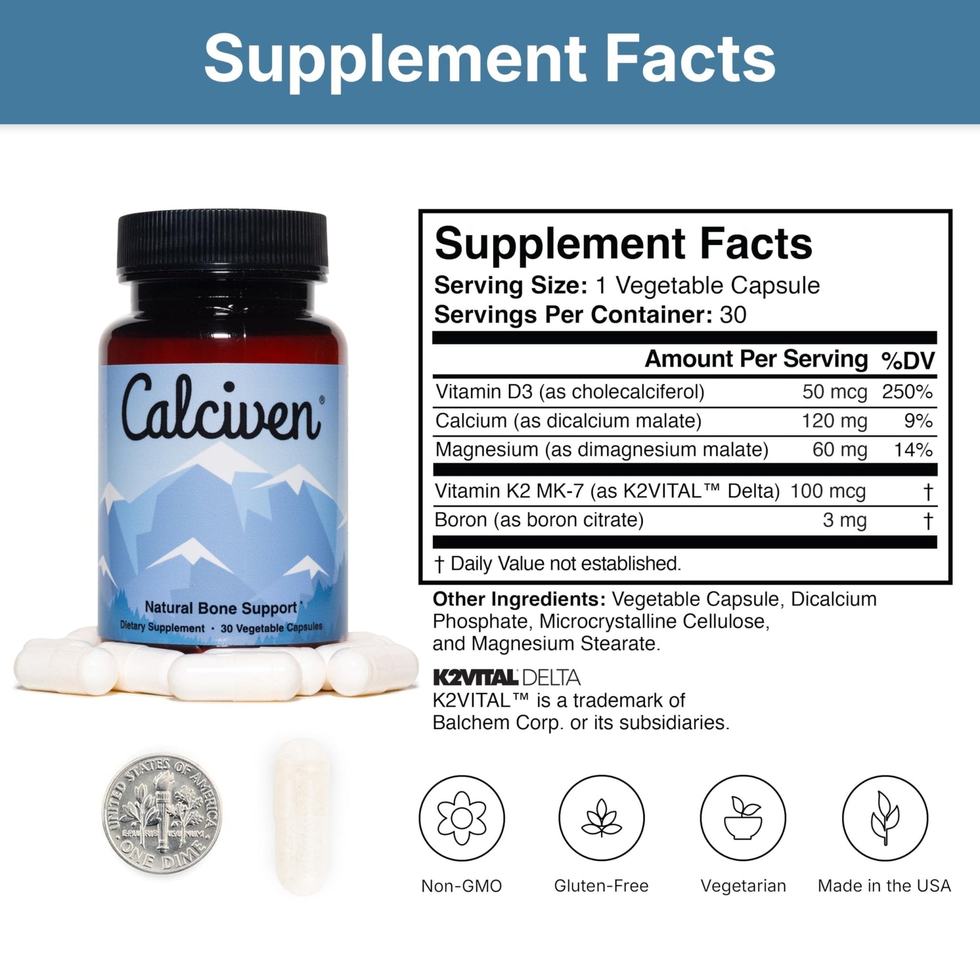 Calciven - Natural Bone Support Supplement - Non-GMO, Gluten-Free - Maple Wellness Supplements